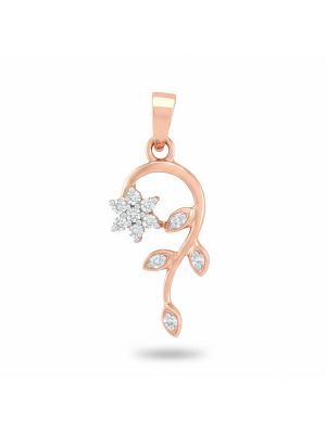 Floral Vine Rose Gold Diamond Pendant-hover