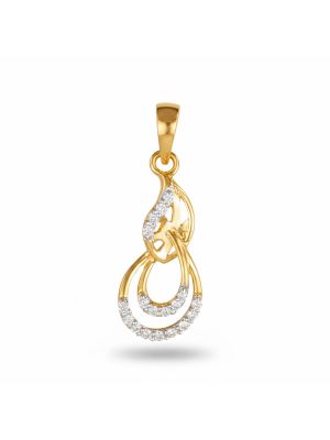 Leaf Drop Gold Diamond Pendant-hover