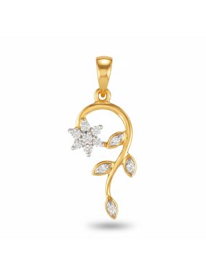 Floral Vine Gold Diamond Pendant-hover