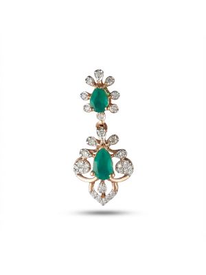 Emerald Floral Teardrop Diamond Drops -hover