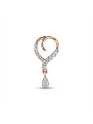 Rose Gold Heart-In Diamond Drop Earrings-hover