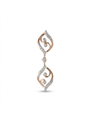 Rose Gold Leaf Curve Diamond Drop Earrings-hover