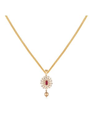 Bridal Ruby Floral Cluster Diamond Pendant -hover