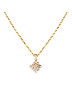 Symmetric Gold Diamond Floral Pendant -hover