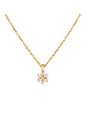 Symmetric Gold Diamond Floral Pendant -hover