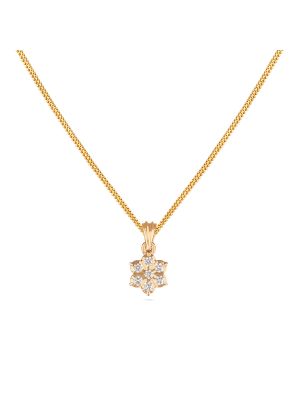 Symmetric Gold Diamond Floral Pendant -hover
