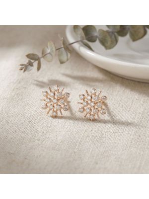 Trendy Floral Gold Diamond Stud-hover