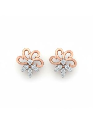 Floral Rose Diamond Stud-hover