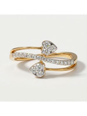 Elegant Twin Heart Diamond Ring-hover