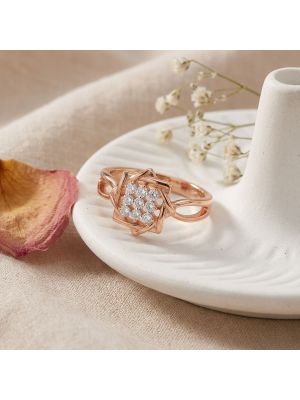 Rose Gold Star Grid Diamond Ring-hover