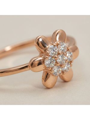 Rose Gold Floral Diamond Ring-hover