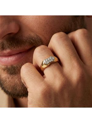 Bold Grid Cluster Diamond Ring-hover