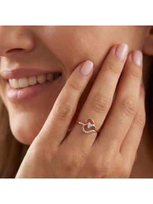 Trendy Heart Rose Gold Diamond Ring-hover