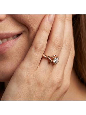 Luxury Solitaire Curve Diamond Ring-hover