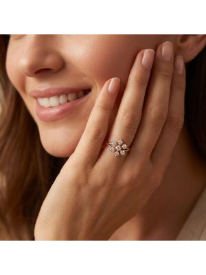 Elegant Floral Diamond Cluster Ring-hover