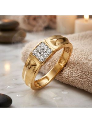 Classic Bold Diamond Gold Ring-hover