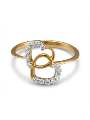 Twin Heart Sparkle Diamond Ring-hover
