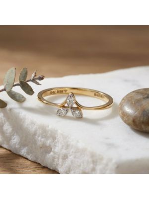 Floral Cluster Diamond Gold Ring-hover