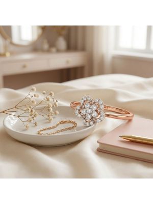 Trendy Floral Rose Diamond Ring-hover