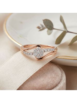 Trendy Floral Rose Diamond Ring-hover