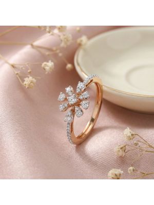 Elegant Bridal Rose Diamond Ring-hover