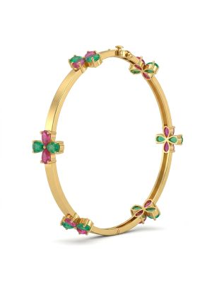 Mayura Ruby Emerald Cluster Diamond Bangle-hover