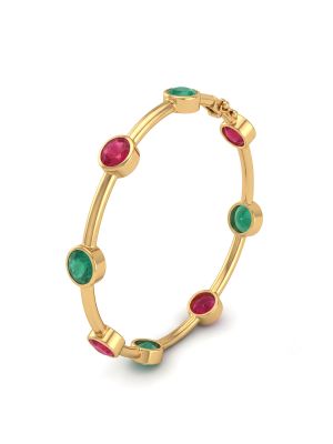 Delicate Oval Ruby Emerald Diamond Bangle-hover