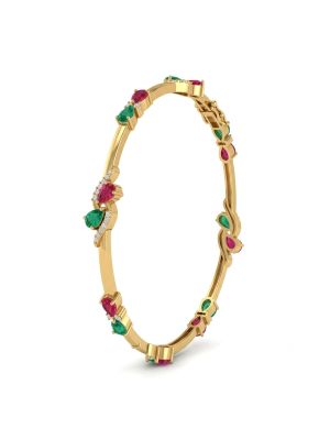 Graceful Ruby Emerald Cluster Diamond Bangle-hover