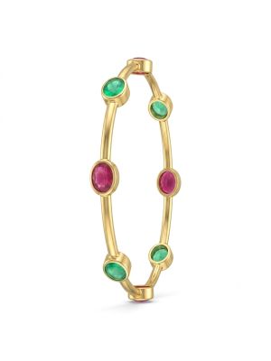 Ornate Ruby Emerald Diamond Bangle-hover