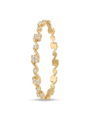 Elegant Wavy Floral Diamond Bangle-hover