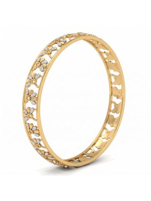 Ornate Botanical Flower Diamond Bangle-hover