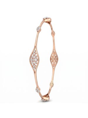Stylish Lattice Rose Diamond Bangle-hover