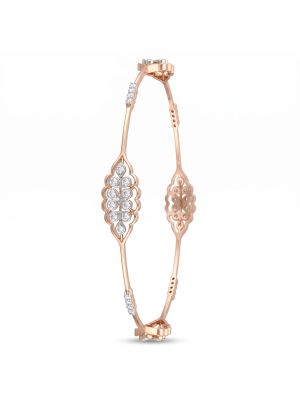 Elegant Floral Rose Diamond Bangle-hover