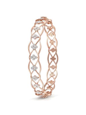 Ornate Flower Rose Diamond Bangle-hover