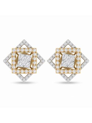 Royal Geometric Diamond Stud Earrings-hover