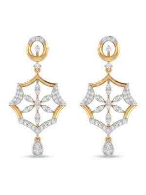 Majestic Blossom Diamond Drop Earrings-hover
