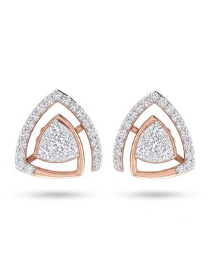 Pyramid Cluster Rose Diamond Stud Earrings-hover