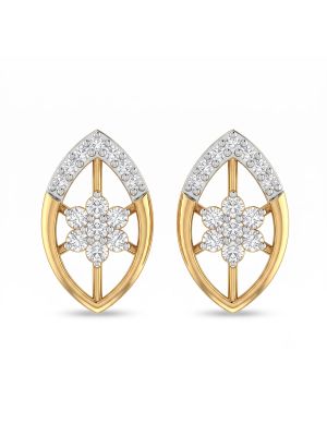 Botanical Leaf Diamond Stud Earrings-hover