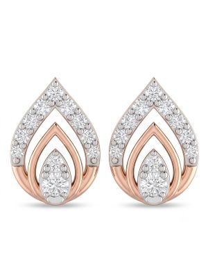 Rose Dewdrop Diamond Stud Earrings-hover