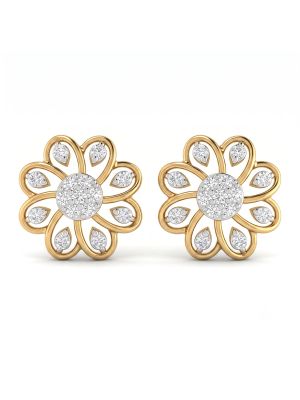 Blooming Floral Diamond Stud Earrings-hover
