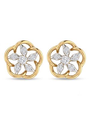 Floral Bloom Diamond Stud Earrings-hover