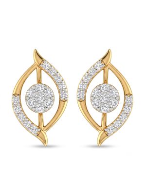 Imperial Leaf Eye Diamond Stud Earrings-hover