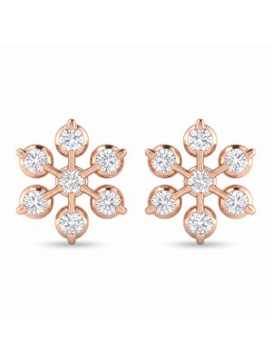 Radiant Floral Star Diamond Stud Earrings-hover