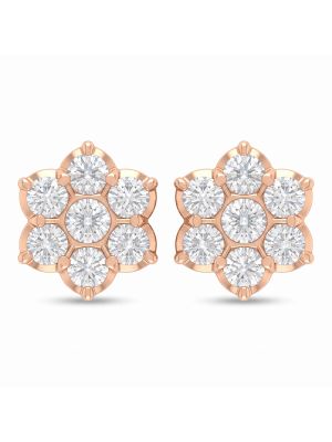 Radiant Flower Cluster Diamond Stud Earrings-hover