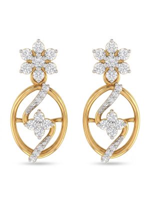 Royal Blossom Oval Diamond Drop Earrings-hover