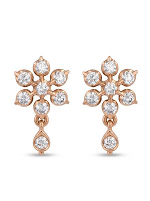 Snowflake Floral Diamond Drop Earrings-hover