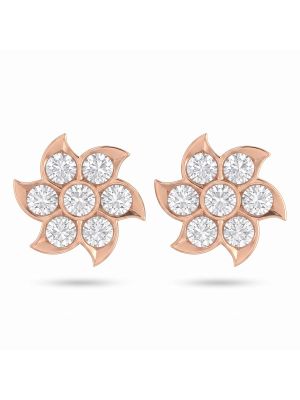 Whirlwind Floral Diamond Stud Earrings-hover