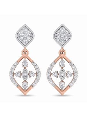 Rhombus Openwork Diamond Rose Drop Earrings-hover