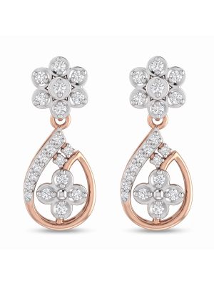 Floral Loop Diamond Rose Drop Earrings-hover