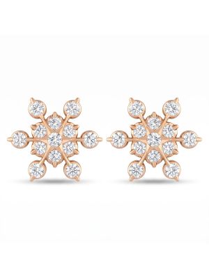 Golden Snowflake Cluster Diamond Stud Earrings-hover